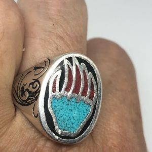 Vintage Southwestern Turquoise Bear Paw Ring